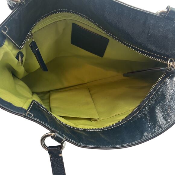 Coach Pleated Gallery Buckled Strap Leather Tote Hand Shoulder Bag Blue - Picture 7 of 8